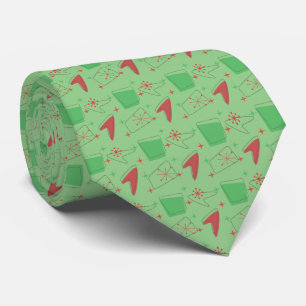 Retro Atomic Pattern Christmas Colours Tie