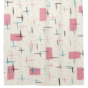 Retro Atomic Pink Pattern Shower Curtain