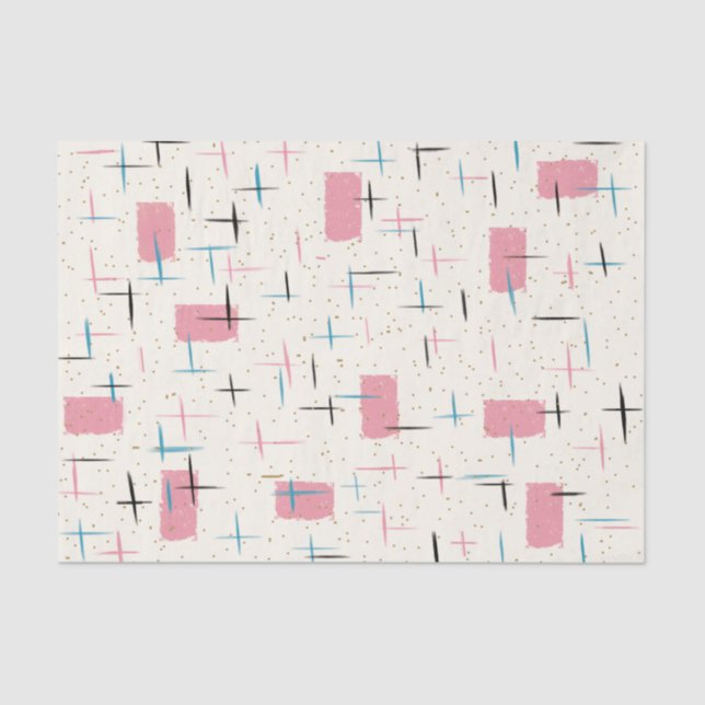 Retro Atomic Pink Pattern Tissue Ribbon Paper (Front)