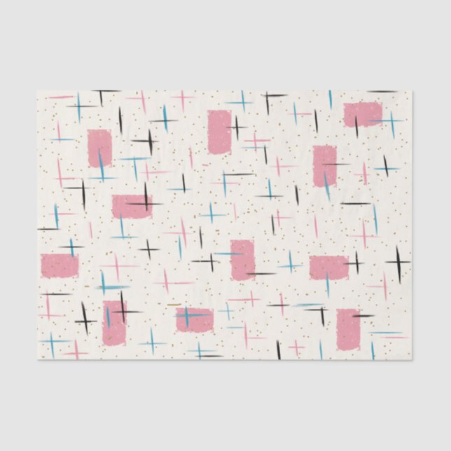 Retro Atomic Pink Pattern Tissue Ribbon Tissue Paper (Front)