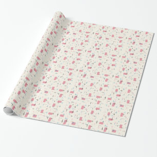 Retro Atomic Pink Pattern Wrapping Paper