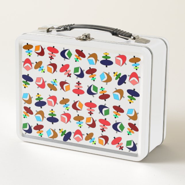 Retro Atomic Shapes Metal Lunch Box (Front)
