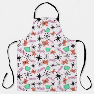Retro Atomic Shapes Pink Orange & Green Apron
