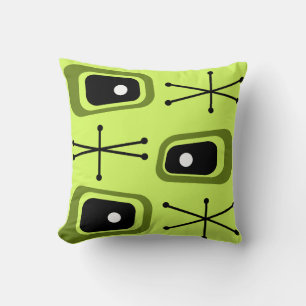 Retro Atomic Space Age Chartreuse Cushion