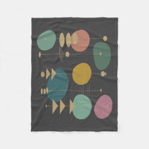 Retro Atomic Space Age Mid Century Modern Fleece Blanket
