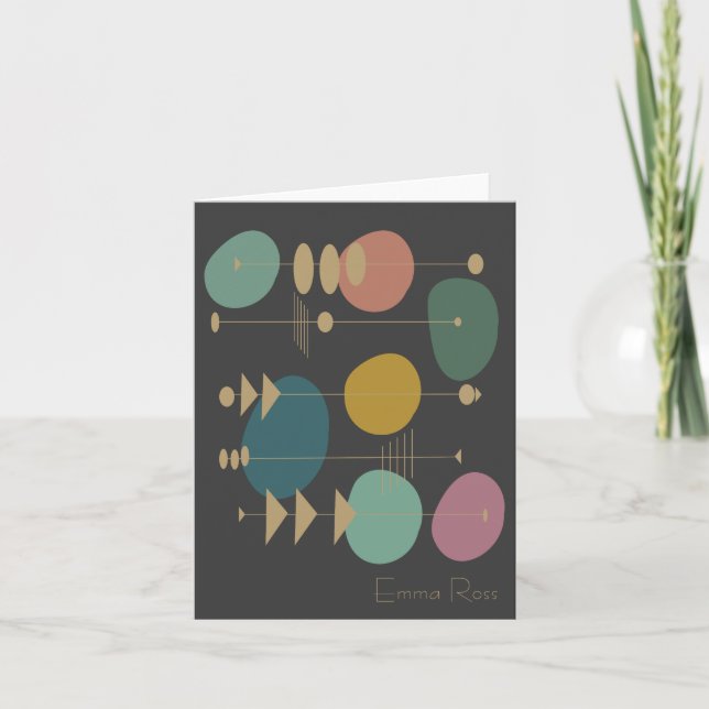 Retro Atomic Space Age Mid Century Modern Note Card (Front)