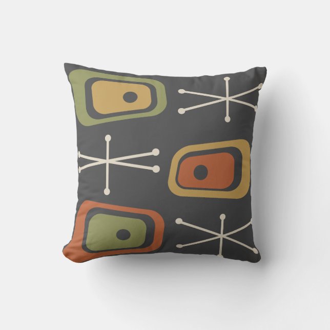 Retro Atomic Space Age Multicolored Cushion (Front)