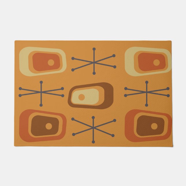 Retro Atomic Space Age Orange Doormat (Front)