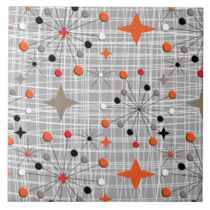 Retro Atomic Starburst Design Ceramic Tile
