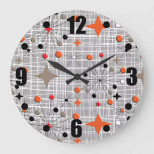 Retro Atomic Starburst Design Large Clock