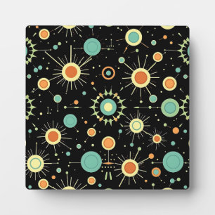 Retro Atomic Starburst Midcentury Pattern Plaque