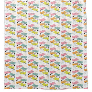 Retro Atomic Starburst Modern Mid Century Cars Shower Curtain