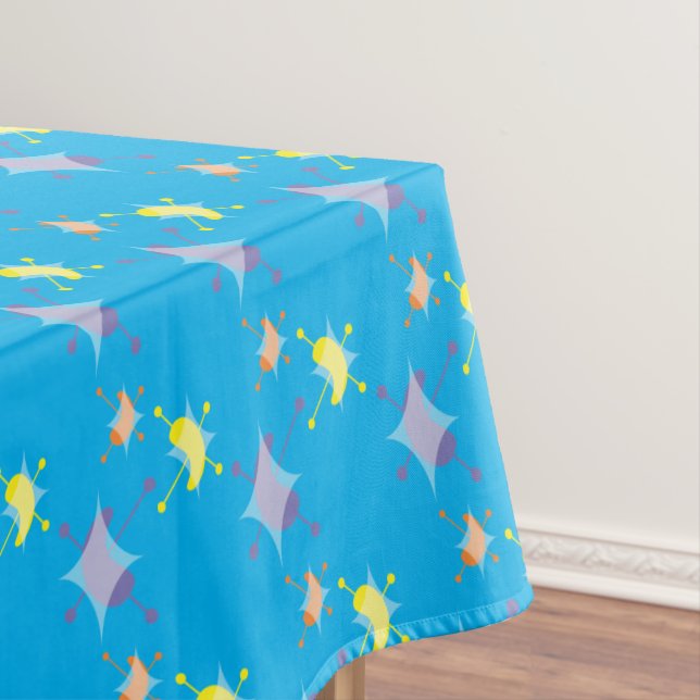 Retro Atomic Starbursts Pattern Tablecloth (In Situ)