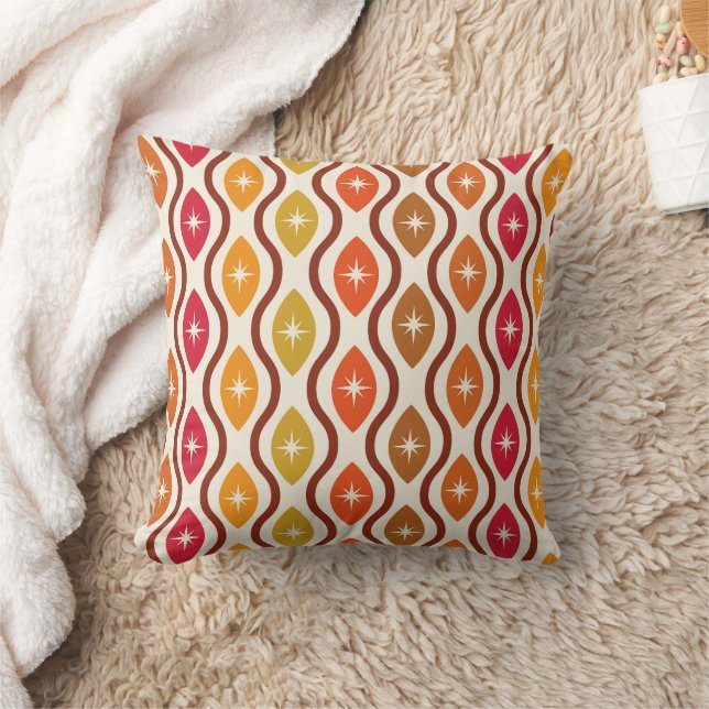 Retro Atomic Stars on mid century ogee pattern    Cushion (Blanket)