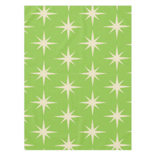 Retro Atomic Stars Pattern on Lime Green   Tablecloth