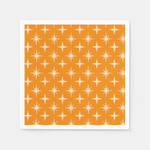 Retro Atomic Stars Pattern on Orange  Napkin