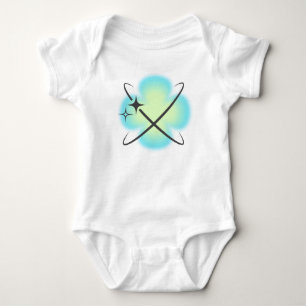 Retro Atomic Teal Flower Baby Bodysuit