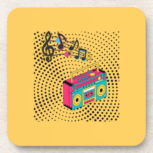 Retro audio boombox. coaster (Front)