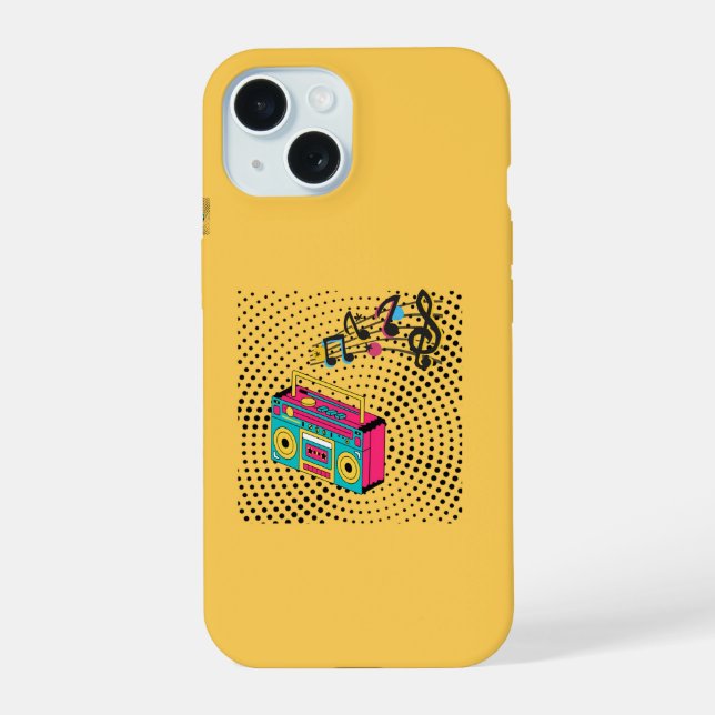Retro audio boombox. iPhone 15 case (Back)