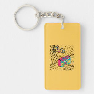 Retro audio boombox. key ring