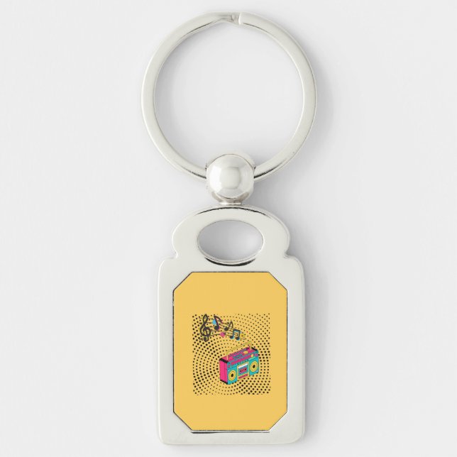 Retro audio boombox. key ring (Front)