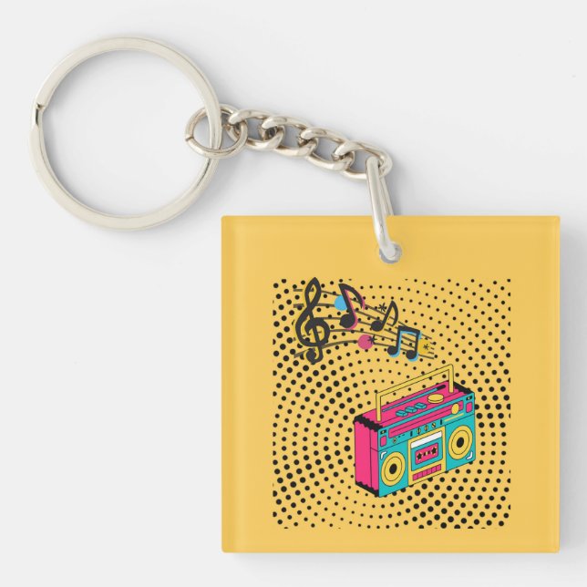 Retro audio boombox. key ring (Front)