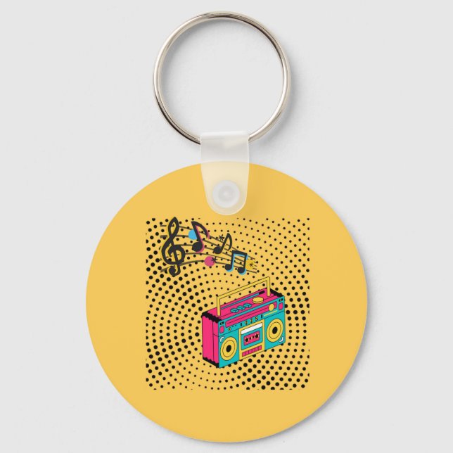 Retro audio boombox. key ring (Front)