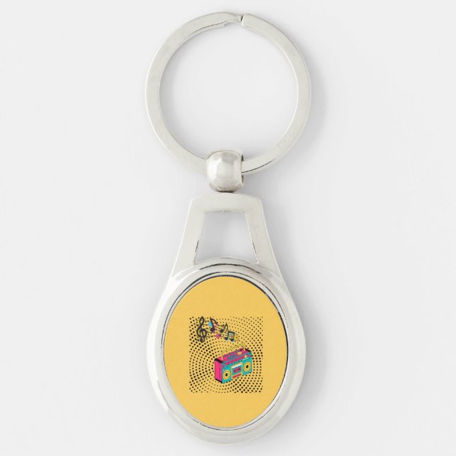 Retro audio boombox. key ring (Front)