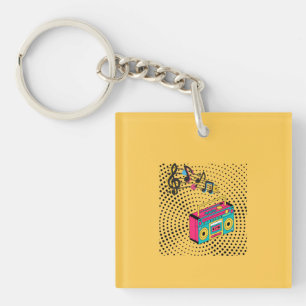 Retro audio boombox. key ring