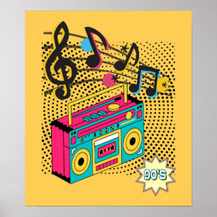 Retro audio boombox. poster