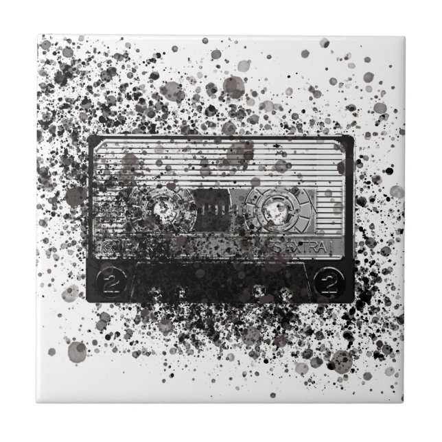 Retro Audio Cassette Ceramic Tile (Front)