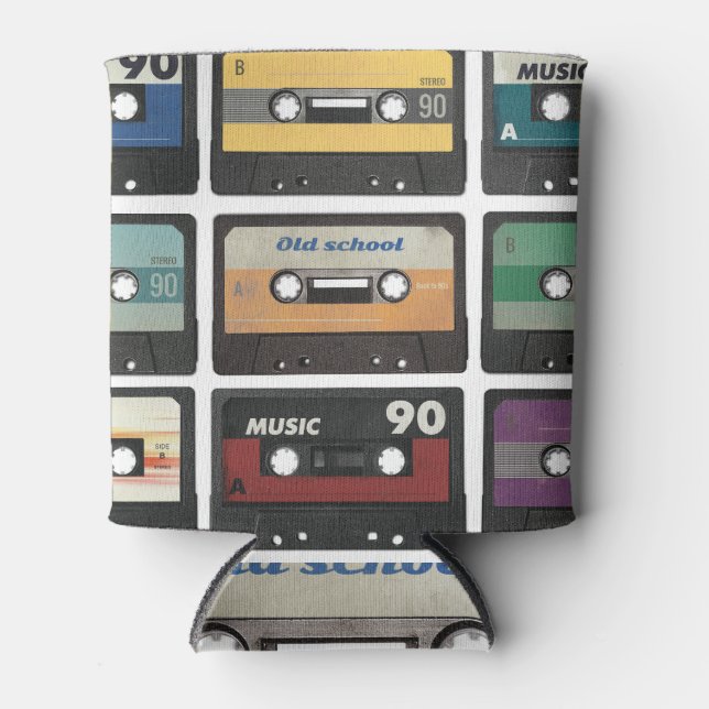Retro audio cassette, isolated background. can cooler (Front)