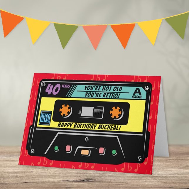 Retro Audio Cassette Tape Any Age Birthday Card (Creator Uploaded)