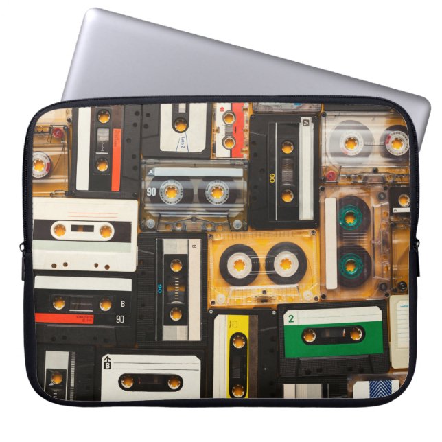 Retro audio cassette tape laptop sleeve (Front)