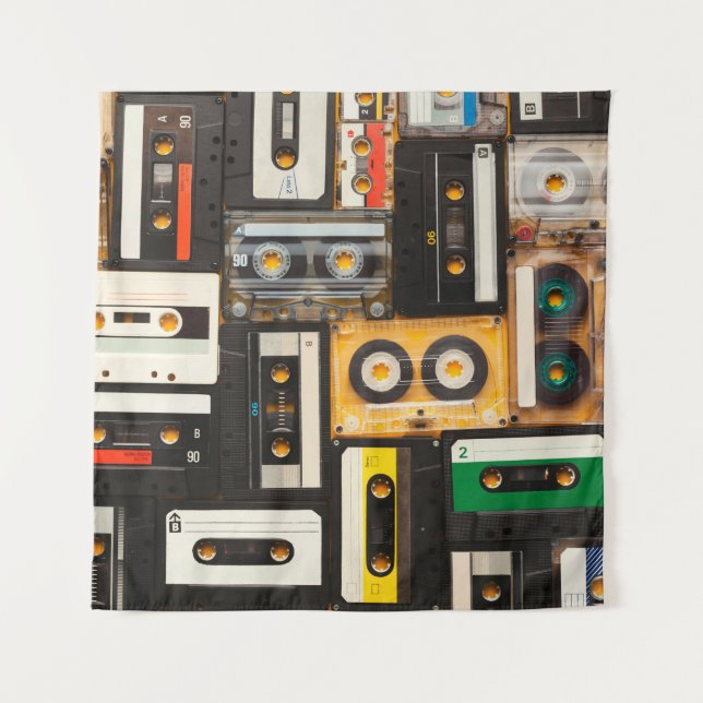 Retro audio cassette tape tapestry (Front)