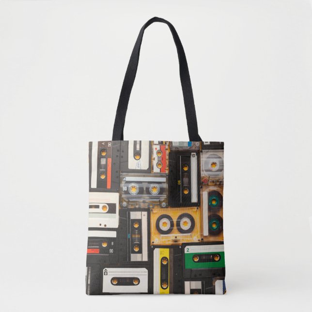 Retro audio cassette tape tote bag (Front)