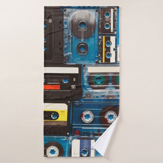 Retro audio cassette tapes bath towel (Bath Towel)