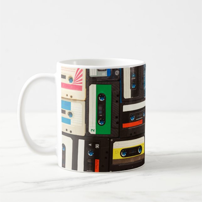 Retro audio cassette tapes coffee mug (Left)