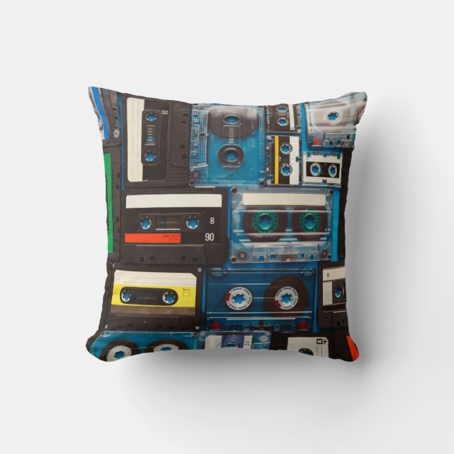 Retro audio cassette tapes cushion (Front)