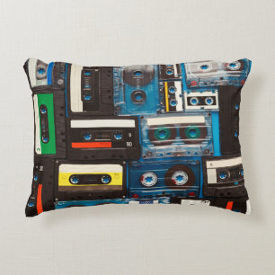 Retro audio cassette tapes decorative cushion