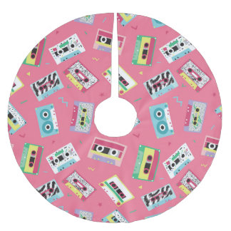 Retro Audio Tapes: 80s Style. Brushed Polyester Tree Skirt