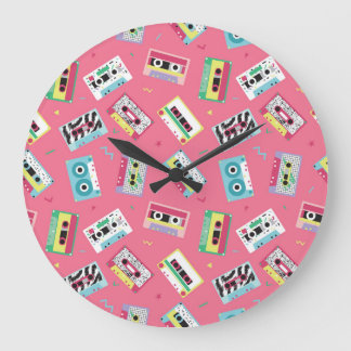 Retro Audio Tapes: 80s Style. Large Clock