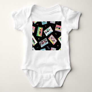 Retro audio tapes, 80s style pattern. baby bodysuit