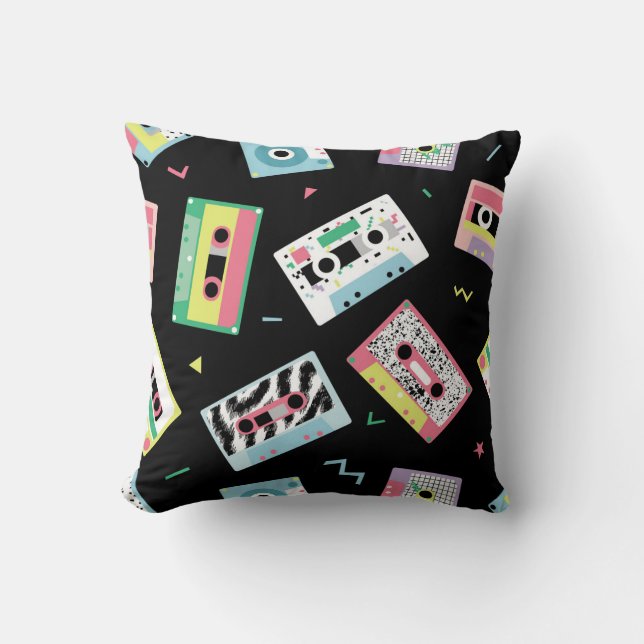 Retro audio tapes, 80s style pattern. cushion (Front)