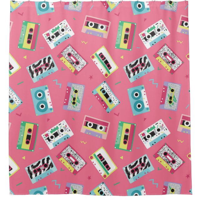 Retro Audio Tapes: 80s Style. Shower Curtain (Front)