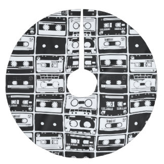 Retro audio tapes, old-fashioned pattern. brushed polyester tree skirt