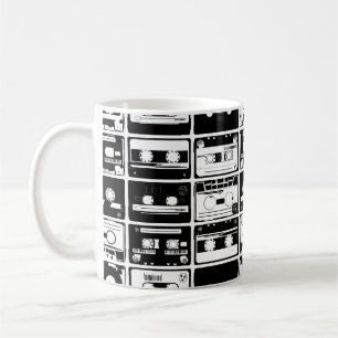 Retro audio tapes, old-fashioned pattern. coffee mug