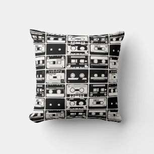 Retro audio tapes, old-fashioned pattern. cushion