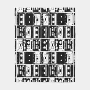 Retro audio tapes, old-fashioned pattern. fleece blanket