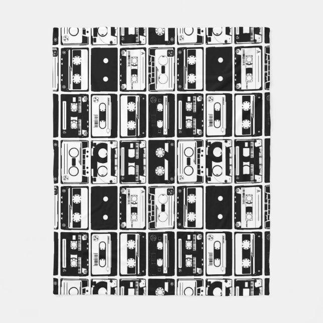 Retro audio tapes, old-fashioned pattern. fleece blanket (Front)